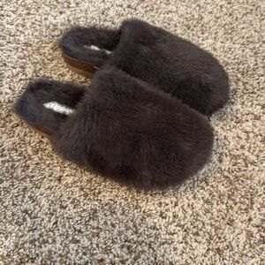 Primark Brown Faux Fur Memory Foam Slippers Size 7/8 NWOT